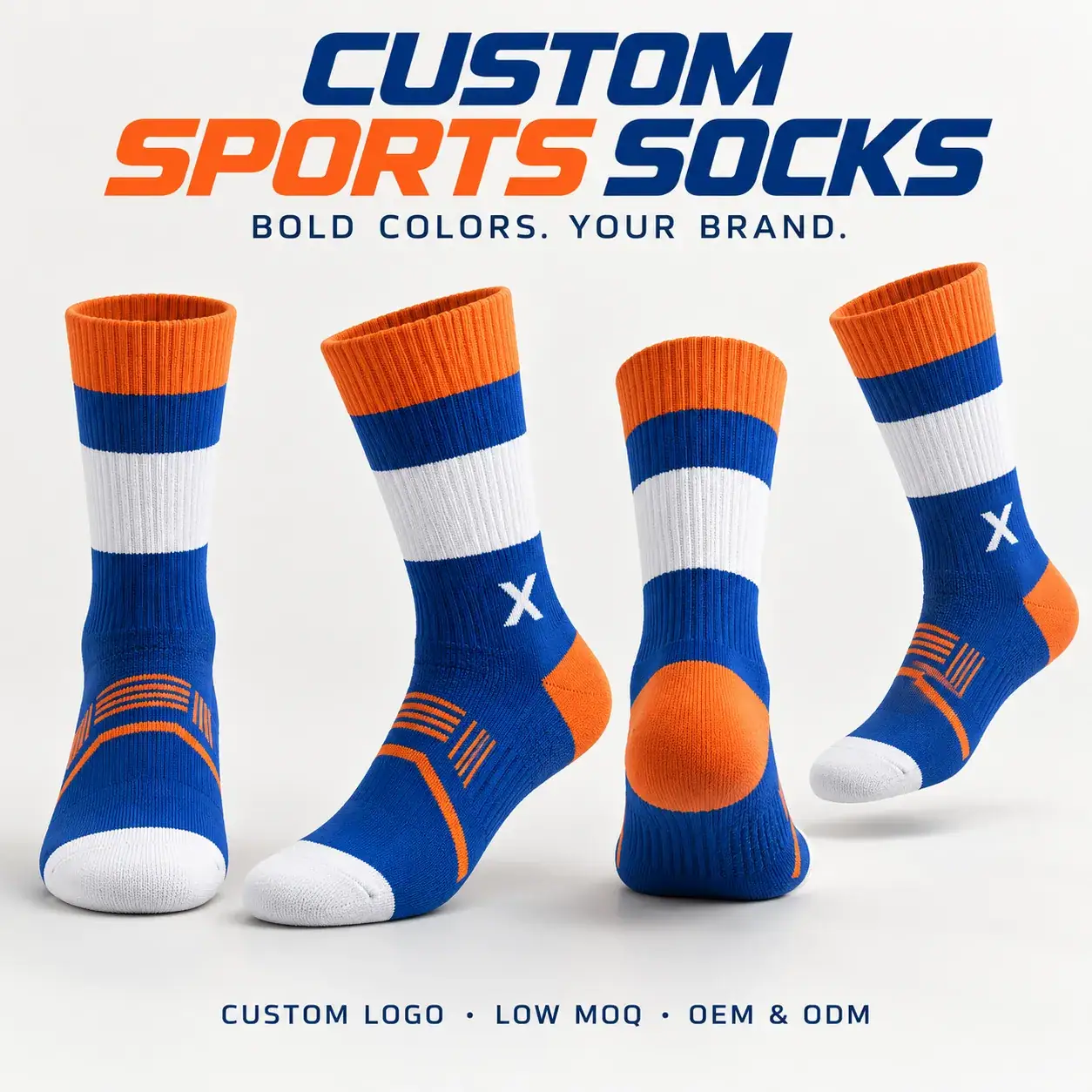 AI-generated custom sports socks design reference; not an actual product photograph
